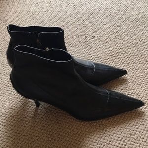 GUCCI Black Leather Studded Heel Ankle Boots